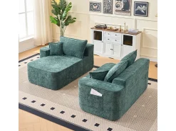 Sofá|DripeX Sofá de canto esquerdo modular - Chenille - 3 almofadas e 2 travesseiros - 262x144x65cm Verde