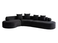 Sofá*DripeX Sofá de canto esquerdo modular em Chenille - 5 Lugares - 4 travesseiros - - 327x215x65cm Preto