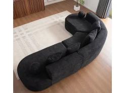 Sofá*DripeX Sofá de canto esquerdo modular em Chenille - 5 Lugares - 4 travesseiros - - 327x215x65cm Preto