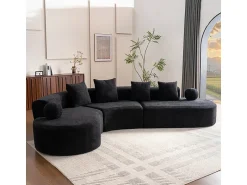 Sofá*DripeX Sofá de canto esquerdo modular em Chenille - 5 Lugares - 4 travesseiros - - 327x215x65cm Preto