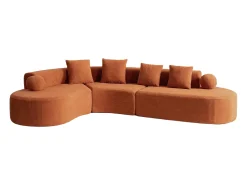 Sofá|DripeX Sofá de canto esquerdo modular em Chenille - 5 Lugares - 4 travesseiros - Laranja - 327x215x65cm Cor de laranja
