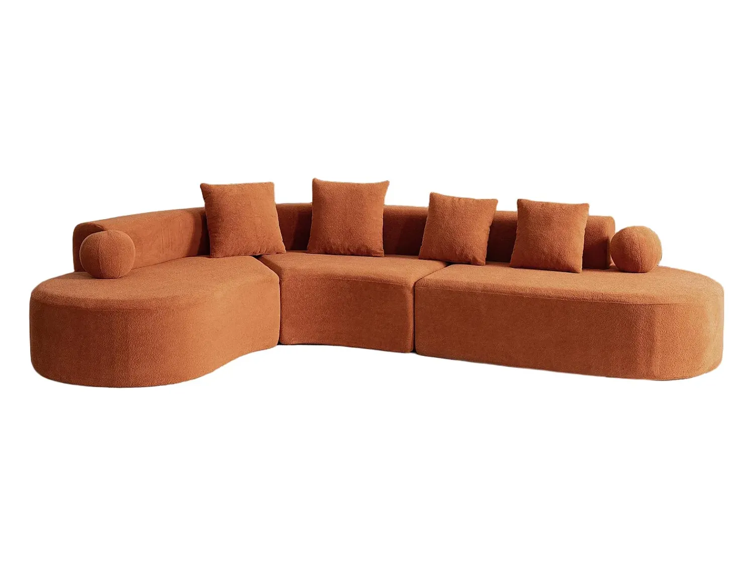 Sofá|DripeX Sofá de canto esquerdo modular em Chenille - 5 Lugares - 4 travesseiros - Laranja - 327x215x65cm Cor de laranja