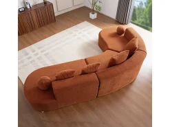 Sofá|DripeX Sofá de canto esquerdo modular em Chenille - 5 Lugares - 4 travesseiros - Laranja - 327x215x65cm Cor de laranja