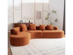 Sofá|DripeX Sofá de canto esquerdo modular em Chenille - 5 Lugares - 4 travesseiros - Laranja - 327x215x65cm Cor de laranja