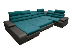 Vente-unique Sofá de canto esquerdo modular azule cinzento BOILEAU^ Sofá
