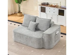 Sofá|DripeX Sofá de canto esquerdo modular - Chenille - 3 almofadas e 2 travesseiros - 262x144x65cm Cinzento