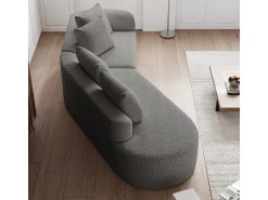 Sofá*DripeX Sofá de Canto Esquerdo Moderno Superdimensionado 4 Lugares, com 4 Almofadas, Chaise Longue Curva, Tecido Chenille, Cinza Claro Cinzento claro