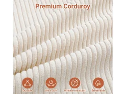 Sofá|DripeX Sofá de canto esquerdo modular 3 lugares em veludo cotelê, com 2 almofadas, chaise longue 70x125cm, Bege