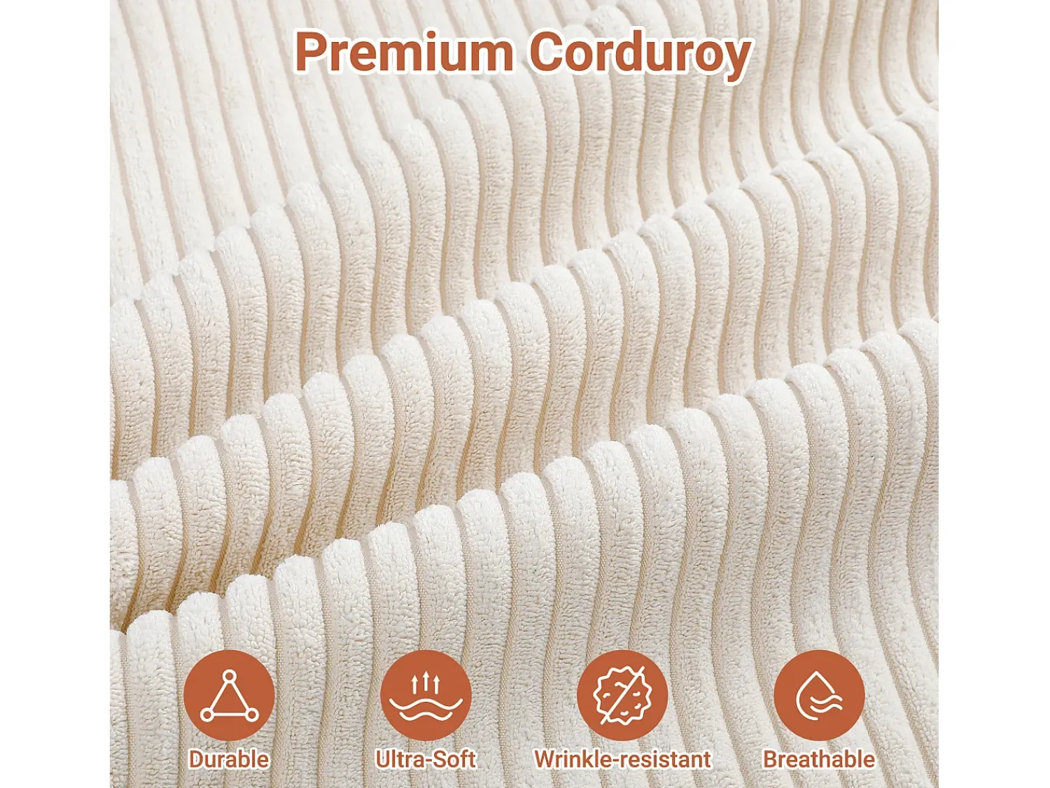 Sofá|DripeX Sofá de canto esquerdo modular 3 lugares em veludo cotelê, com 2 almofadas, chaise longue 70x125cm, Bege