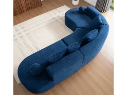 Sofá*DripeX Sofá de canto esquerdo modular em Chenille - 5 Lugares - 4 travesseiros - - 327x215x65cm Azul
