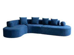 Sofá*DripeX Sofá de canto esquerdo modular em Chenille - 5 Lugares - 4 travesseiros - - 327x215x65cm Azul