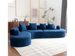 Sofá*DripeX Sofá de canto esquerdo modular em Chenille - 5 Lugares - 4 travesseiros - - 327x215x65cm Azul