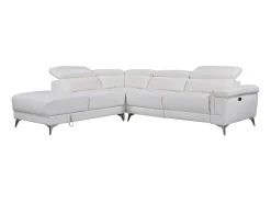 LINEA SOFA Sofá de canto esquerdo relax elétrico em pele - PASCALINE^ Sofá
