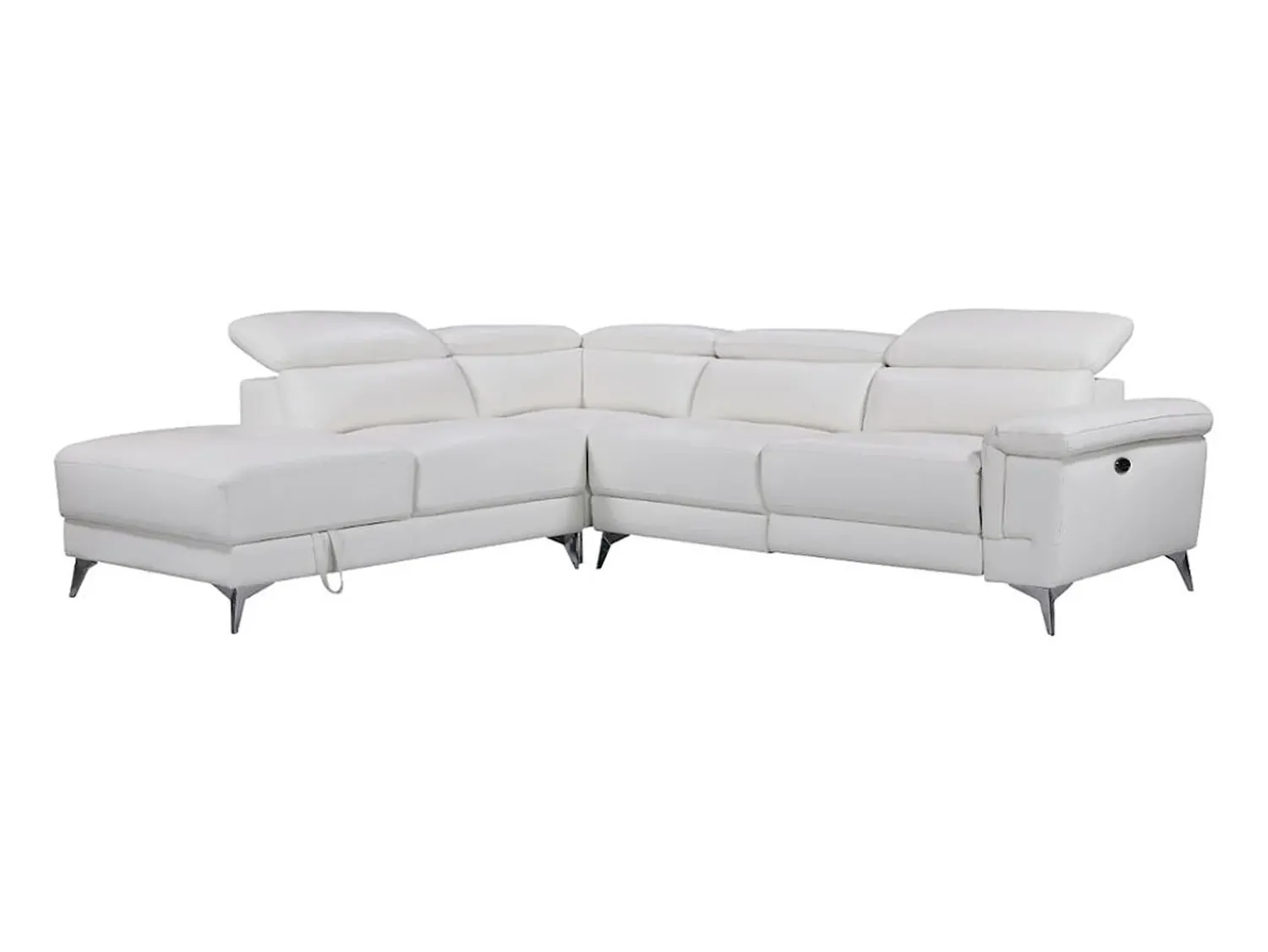 LINEA SOFA Sofá de canto esquerdo relax elétrico em pele - PASCALINE^ Sofá