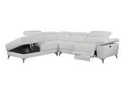 LINEA SOFA Sofá de canto esquerdo relax elétrico em pele - PASCALINE^ Sofá