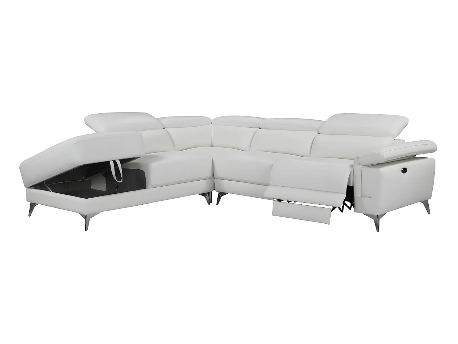 LINEA SOFA Sofá de canto esquerdo relax elétrico em pele - PASCALINE^ Sofá
