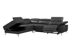 Sofá*LINEA SOFA Sofá de canto esquerdo relax elétrico em pele Cinza - PASCALINE Cinza antracite