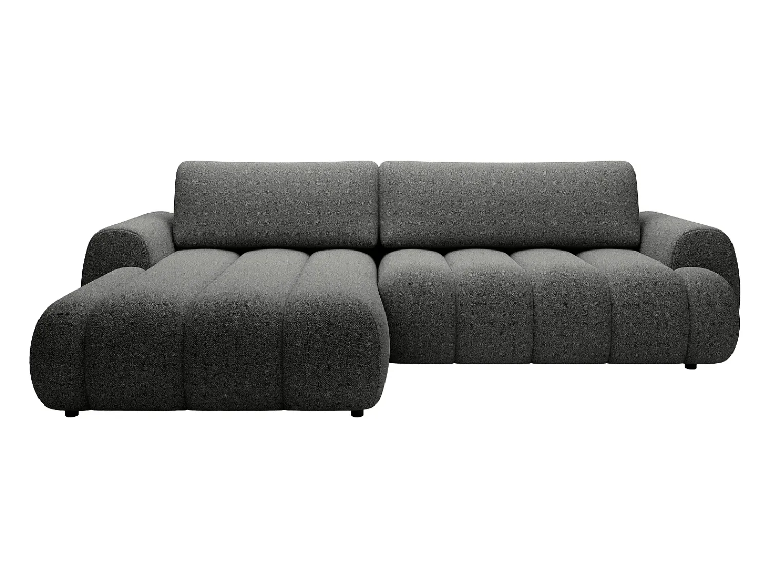 Clearance Vente-unique Sofá de canto esquerdo sofá-cama com 4 lugares em tecido cinza 4 lugares FRIDORA Cinzento