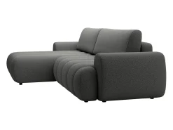 Clearance Vente-unique Sofá de canto esquerdo sofá-cama com 4 lugares em tecido cinza 4 lugares FRIDORA Cinzento