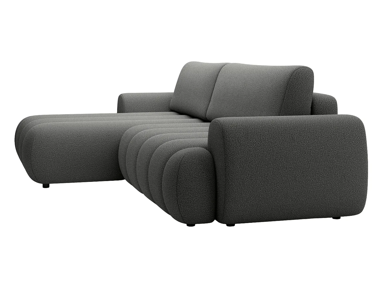 Clearance Vente-unique Sofá de canto esquerdo sofá-cama com 4 lugares em tecido cinza 4 lugares FRIDORA Cinzento