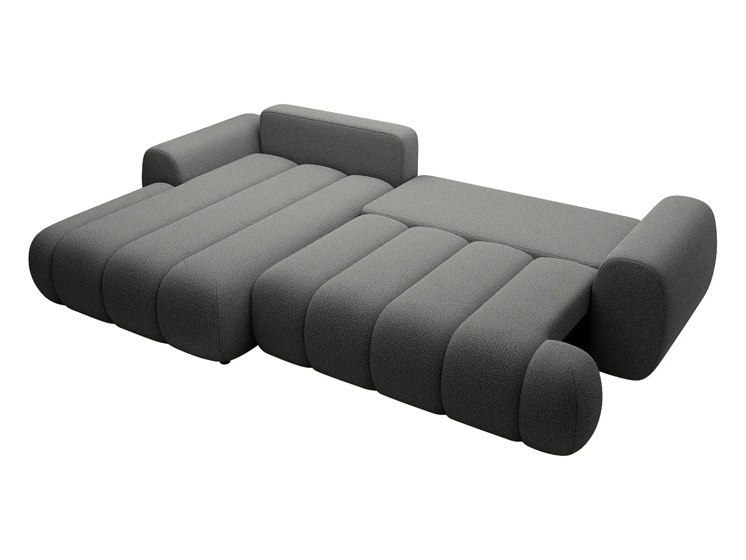 Clearance Vente-unique Sofá de canto esquerdo sofá-cama com 4 lugares em tecido cinza 4 lugares FRIDORA Cinzento