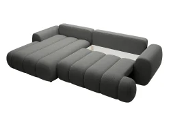 Clearance Vente-unique Sofá de canto esquerdo sofá-cama com 4 lugares em tecido cinza 4 lugares FRIDORA Cinzento