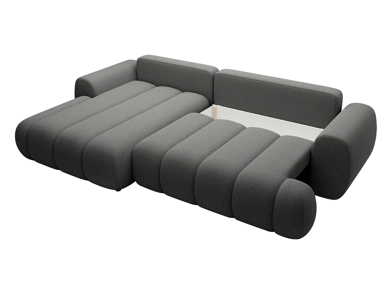 Clearance Vente-unique Sofá de canto esquerdo sofá-cama com 4 lugares em tecido cinza 4 lugares FRIDORA Cinzento