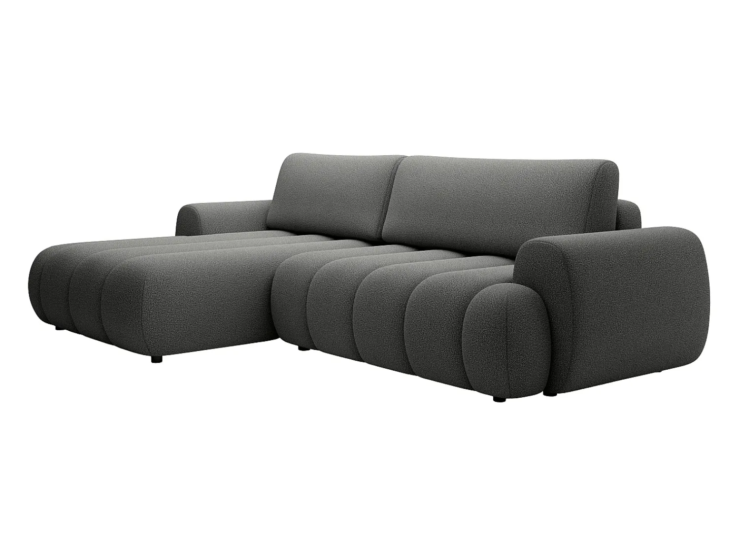 Clearance Vente-unique Sofá de canto esquerdo sofá-cama com 4 lugares em tecido cinza 4 lugares FRIDORA Cinzento