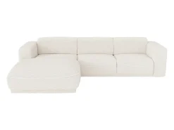 Clearance Vente-unique Sofá de canto esquerdo tecido bouclé branco BLIMORO Marfim