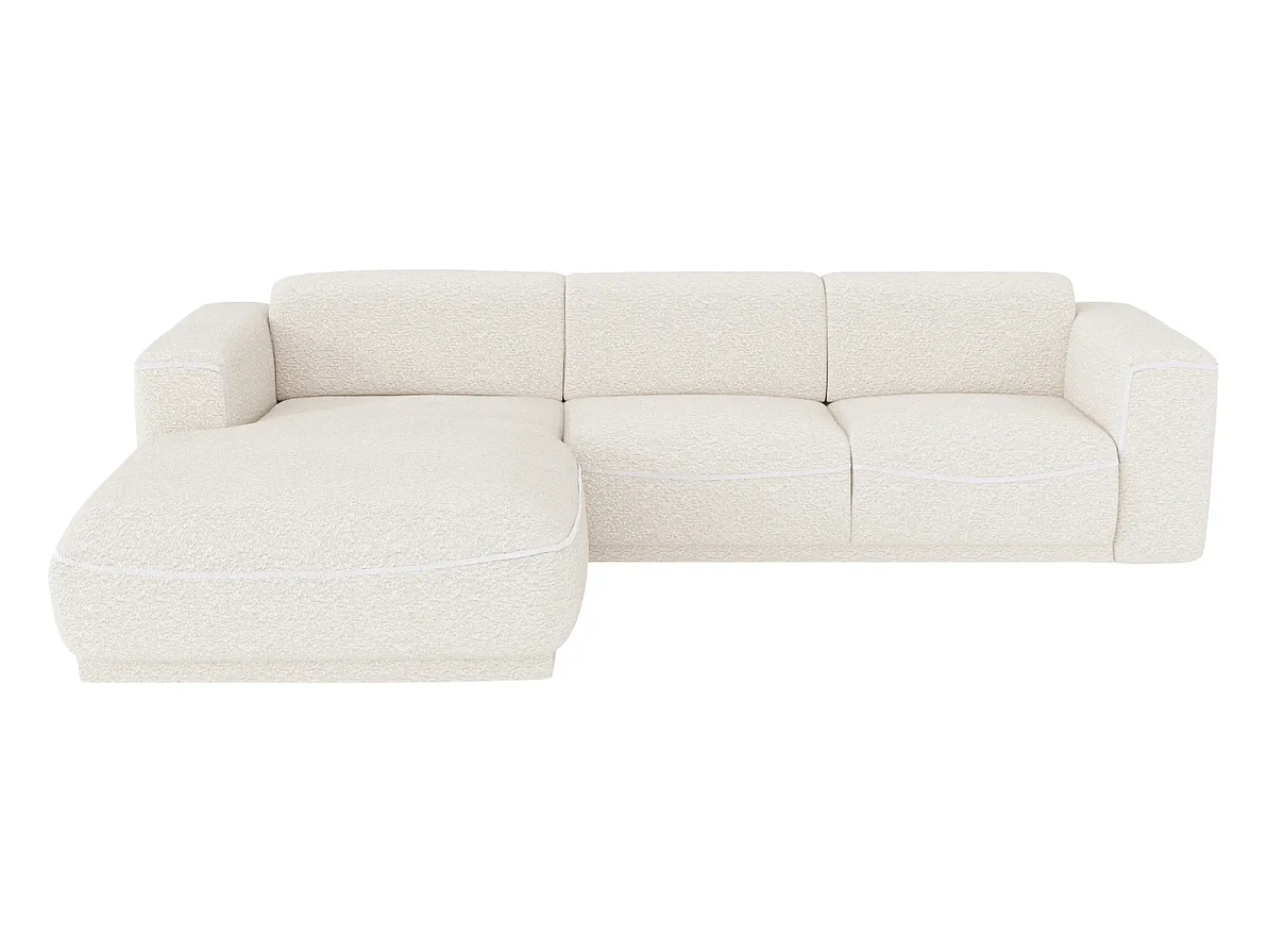 Clearance Vente-unique Sofá de canto esquerdo tecido bouclé branco BLIMORO Marfim