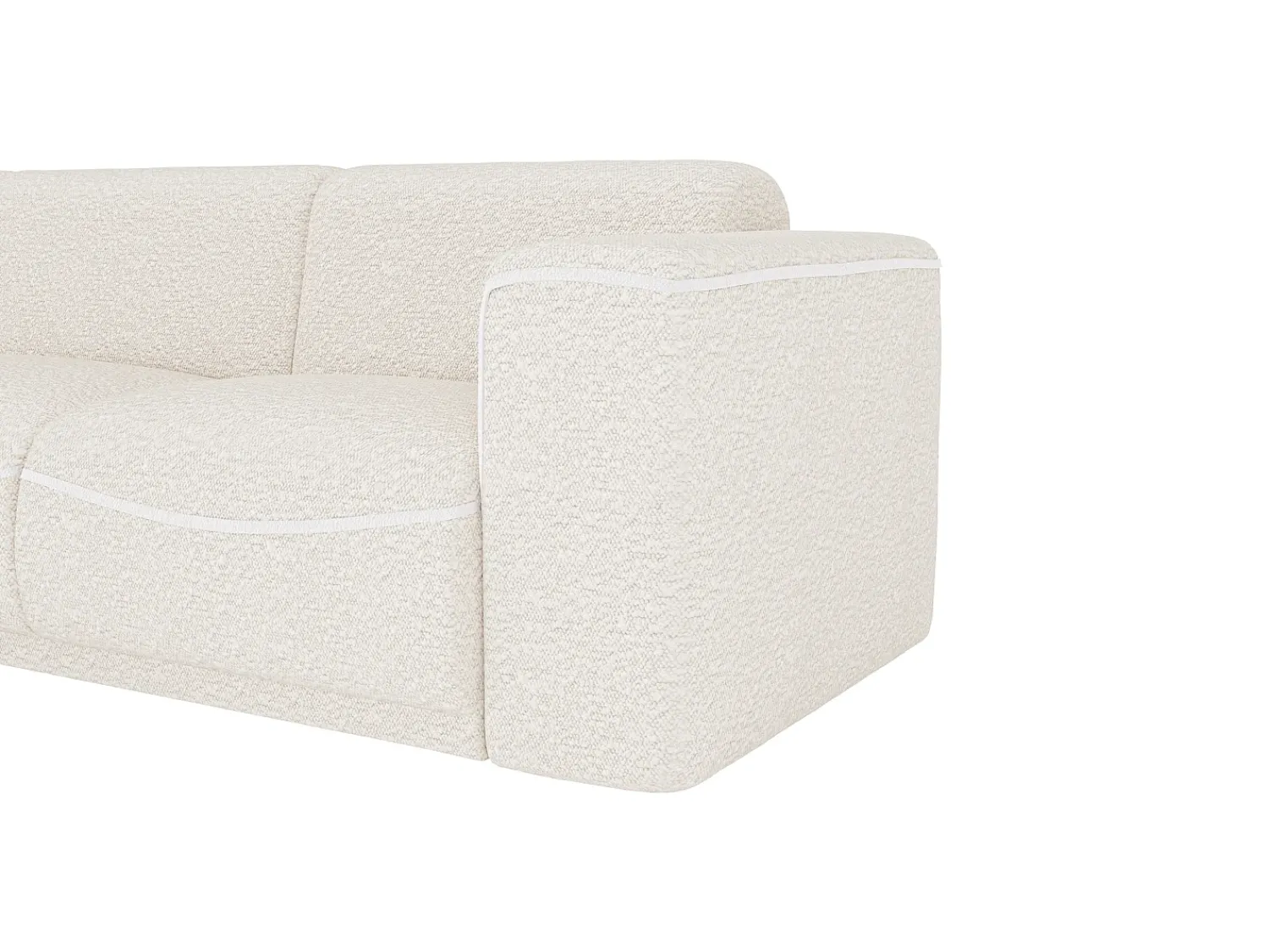 Clearance Vente-unique Sofá de canto esquerdo tecido bouclé branco BLIMORO Marfim