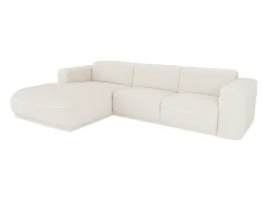 Clearance Vente-unique Sofá de canto esquerdo tecido bouclé branco BLIMORO Marfim