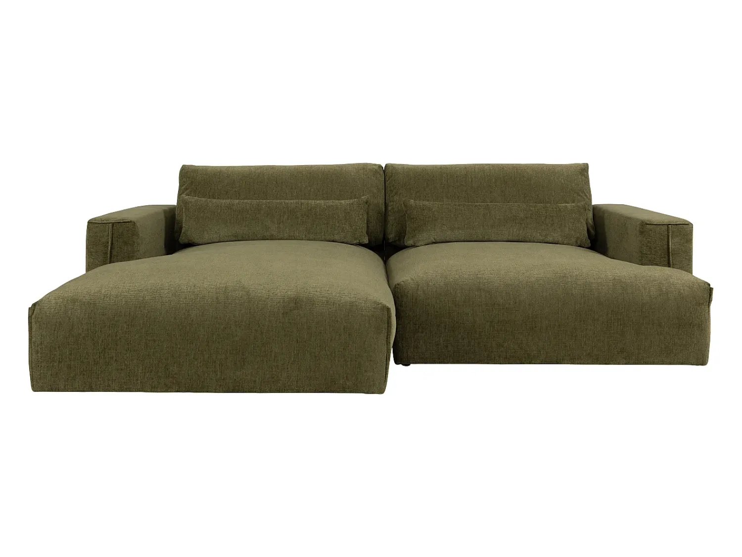 Vente-unique Sofá de canto esquerdo tecido chenille verde COLYSIA^ Sofá