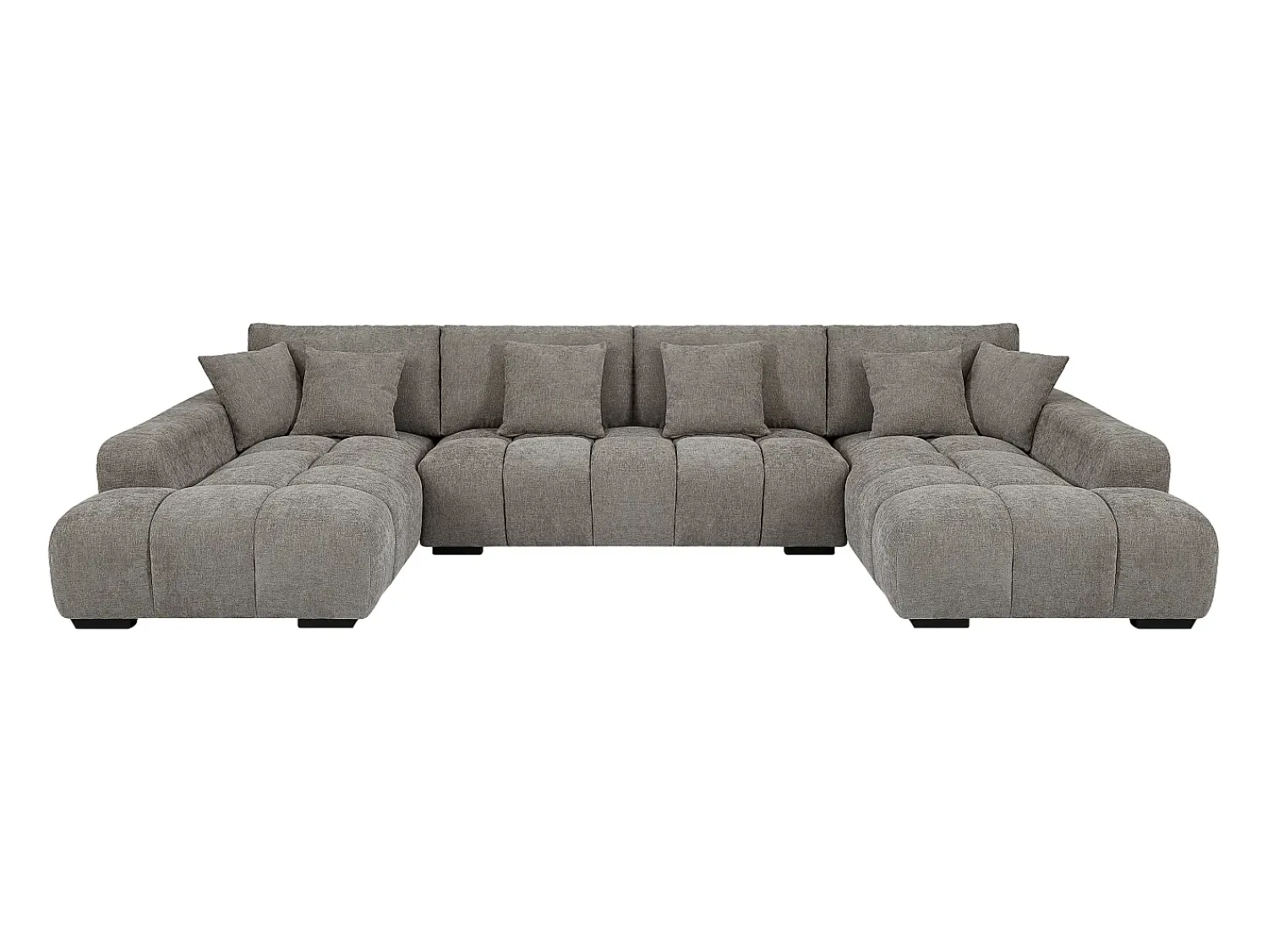Sofá|Vente-unique Sofá de canto grande tecido cinza efeito acolchoado estilo design BERENIA Cinzento