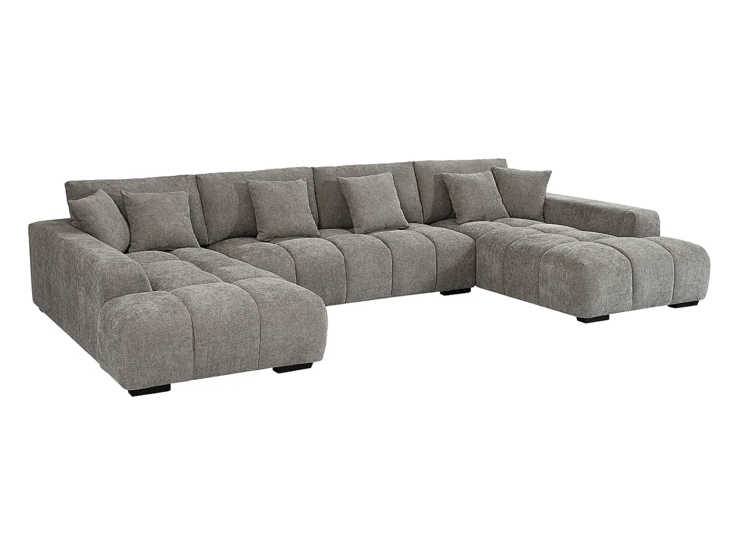 Sofá|Vente-unique Sofá de canto grande tecido cinza efeito acolchoado estilo design BERENIA Cinzento