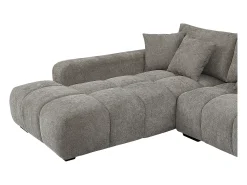 Sofá|Vente-unique Sofá de canto grande tecido cinza efeito acolchoado estilo design BERENIA Cinzento