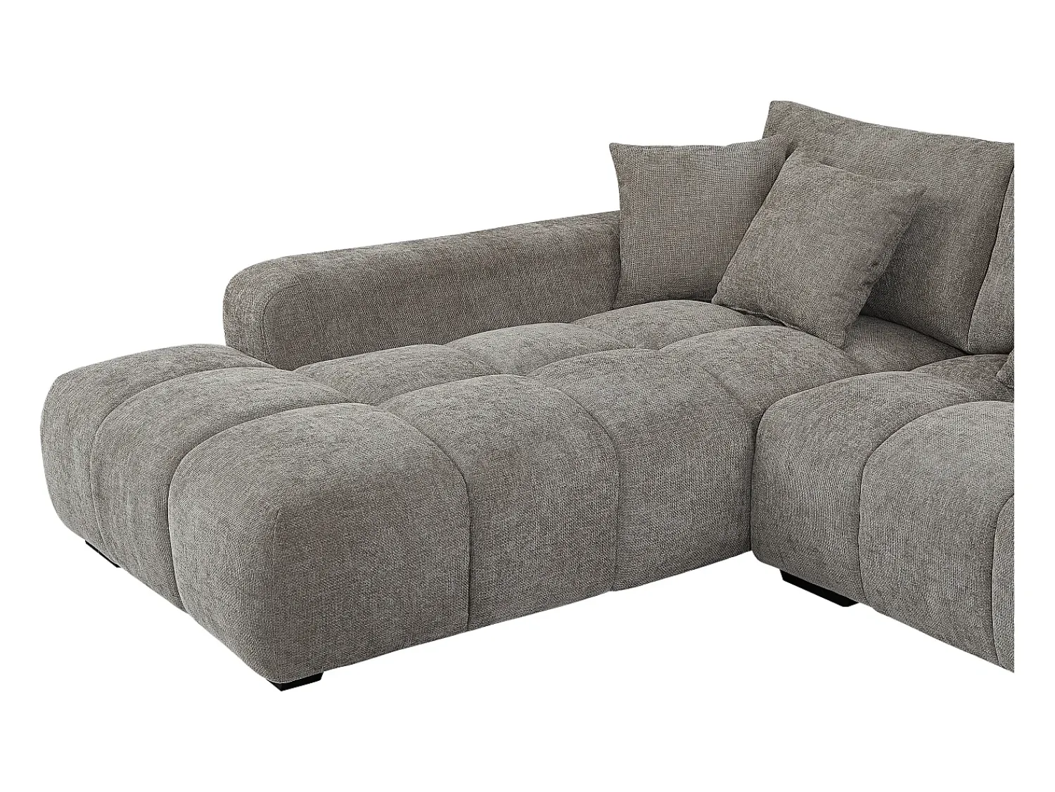 Sofá|Vente-unique Sofá de canto grande tecido cinza efeito acolchoado estilo design BERENIA Cinzento