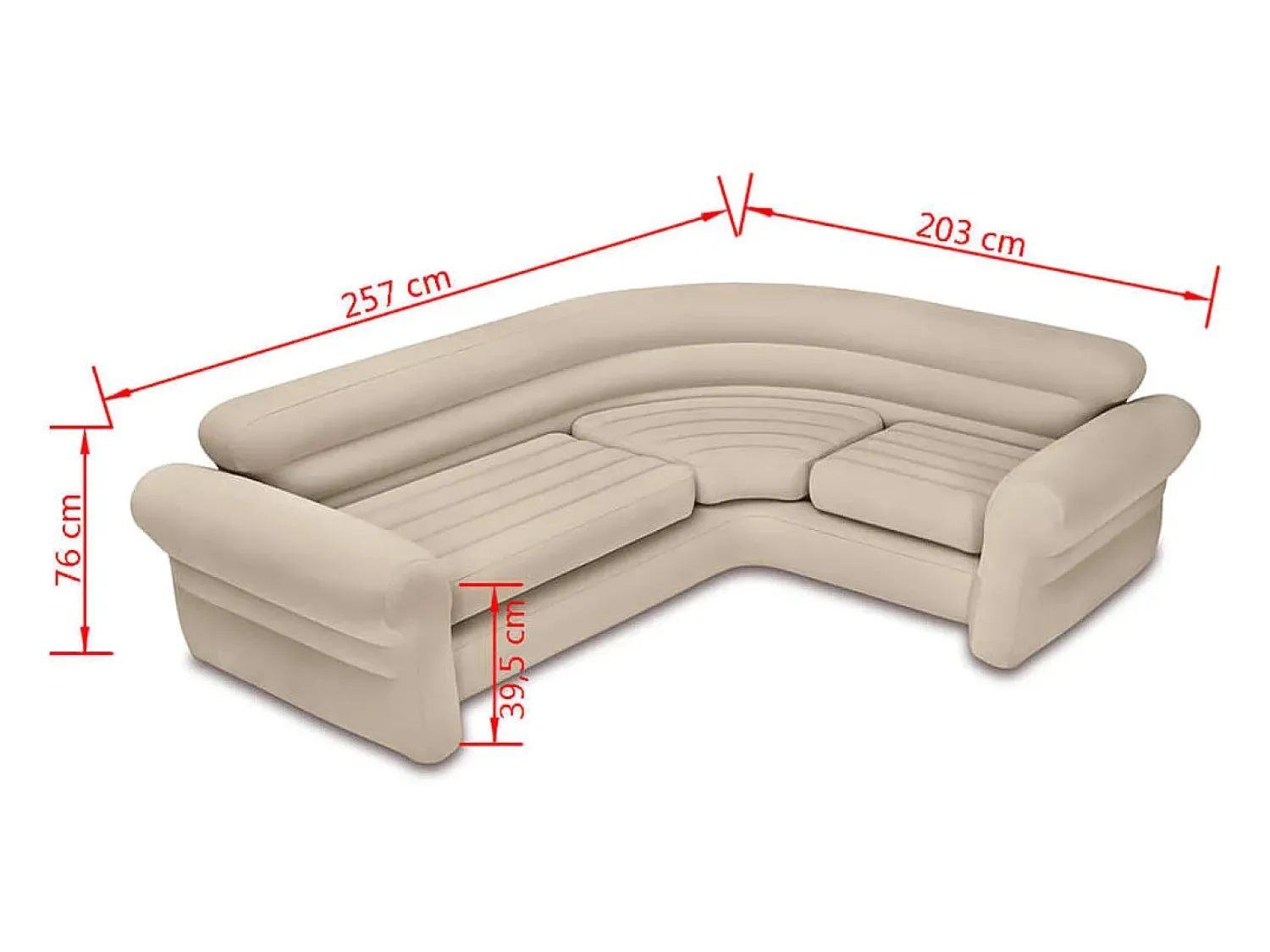 Sofá|Intex Sofá de canto insuflável 257 x 203 x 76 cm 68575NP Bege