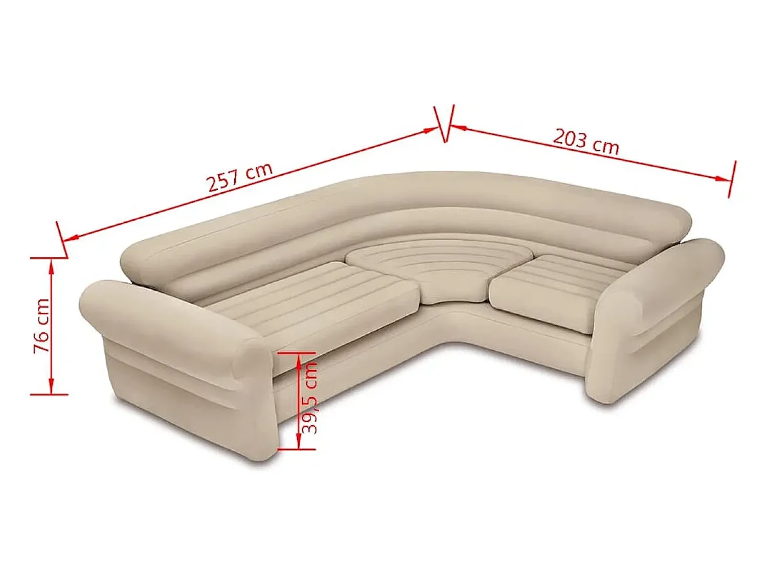 Intex Sofá de canto insuflável 257x203x76 cm 68575NP^ Sofá