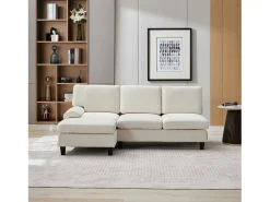 Sofá|Merax Sofá de canto moderno de 3 lugares - 194 x 118 x 81 cm - para sala de estar e quarto - tecido - Bege
