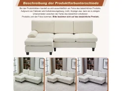 Sofá|Merax Sofá de canto moderno de 3 lugares - 194 x 118 x 81 cm - para sala de estar e quarto - tecido - Bege