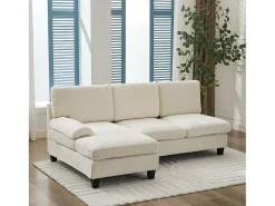 Sofá|Merax Sofá de canto moderno de 3 lugares - 194 x 118 x 81 cm - para sala de estar e quarto - tecido - Bege