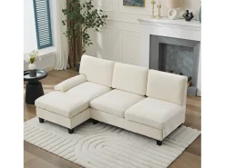 Sofá|Merax Sofá de canto moderno de 3 lugares - 194 x 118 x 81 cm - para sala de estar e quarto - tecido - Bege