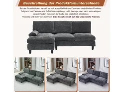 Sofá|Merax Sofá de canto moderno de 3 lugares - 194 x 118 x 81 cm - para sala de estar e quarto - tecido - cinza Cinzento
