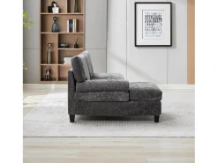Sofá|Merax Sofá de canto moderno de 3 lugares - 194 x 118 x 81 cm - para sala de estar e quarto - tecido - cinza Cinzento