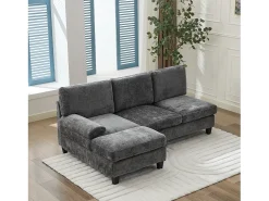Sofá|Merax Sofá de canto moderno de 3 lugares - 194 x 118 x 81 cm - para sala de estar e quarto - tecido - cinza Cinzento