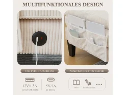 Best Merax Sofá de canto moderno em formato de U com 4 lugares e 2 chaises longues - 250 x 130 x 88 cm - com estofamento e encosto - veludo - Bege