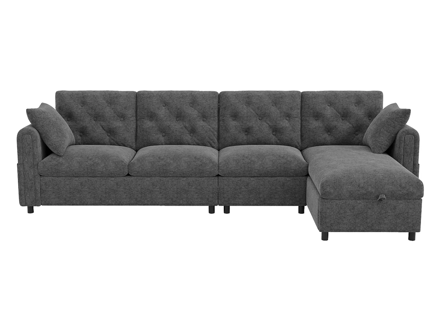 Sofá*ModernLuxe Sofá de canto moderno em L - Com espaço de armazenamento - Ajustável para esquerda e direita - Com bolsos laterais de armazenamento - Veludo - Cinza Cinzento