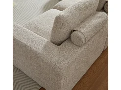 Best DripeX Sofá de Canto Modular 3 Lugares, com Chaise Longue Curva Reversível, 3 Almofadas e Almofadas Cervicais, Tecido Chenille, Bege