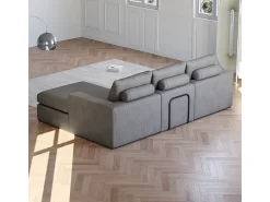 Hot DripeX Sofá de Canto Modular 3 Lugares, de Veludo Cotelê, com Chaise Longue Reversível, 3 Almofadas e Almofadas Cervicais, Cinza Antracito Cinza antracite